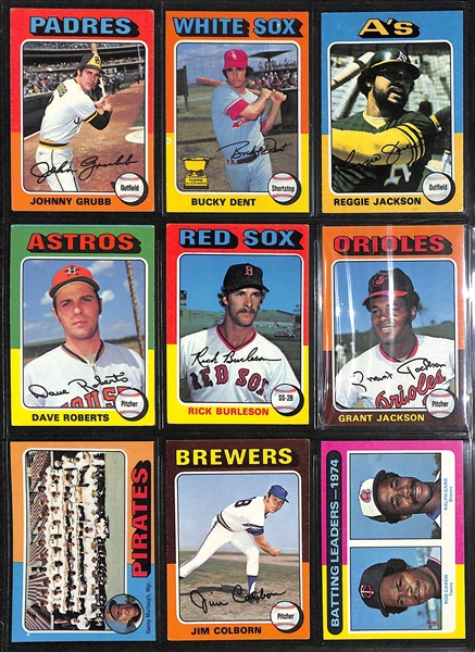 1975 Topps Baseball Complete Set of 660 Cards w. George Brett & Robin Yount Rookie Cards